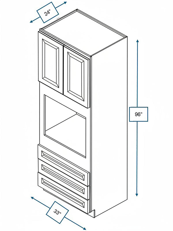 Harbour Town White Bevel Shaker 33 in. x 24 in. x 96 in. Double Oven Cabinet