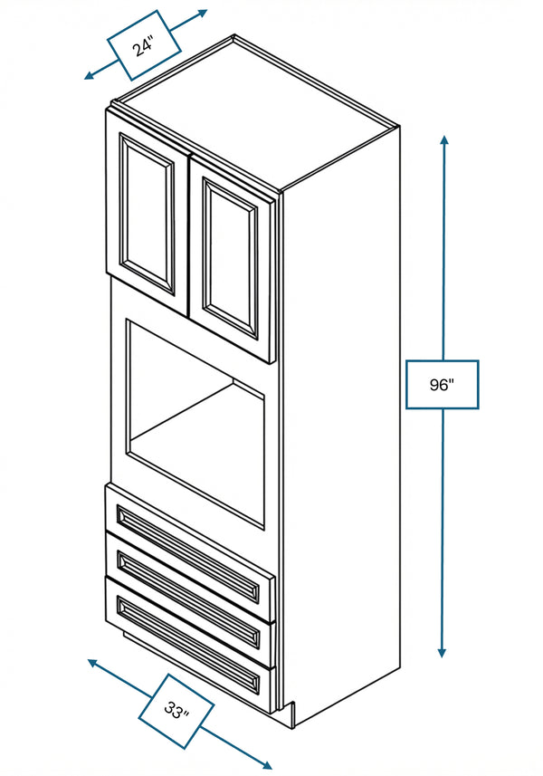 Montpelier Sage Raised Panel 33 in. x 24 in. x 96 in. Double Oven Cabinet