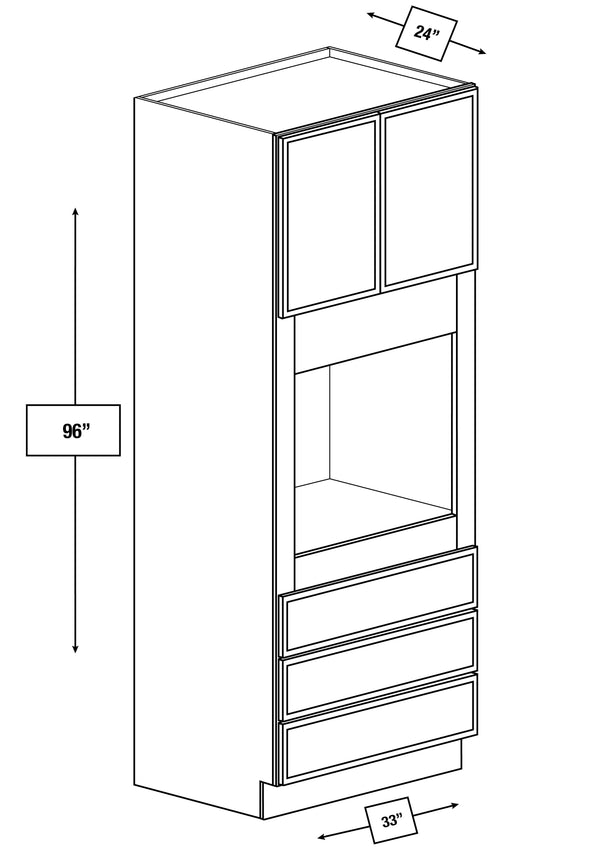 Franklin White Slim Shaker 33 in. x 24 in. x 96 in. Double Oven Cabinet