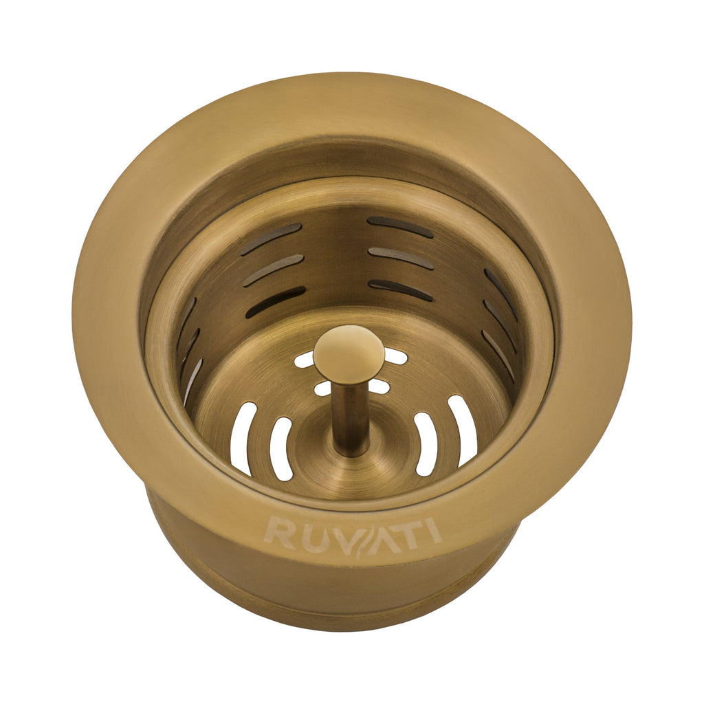 Extended Garbage Disposal Flange with Deep Basket Strainer Matte Gold Satin Brass