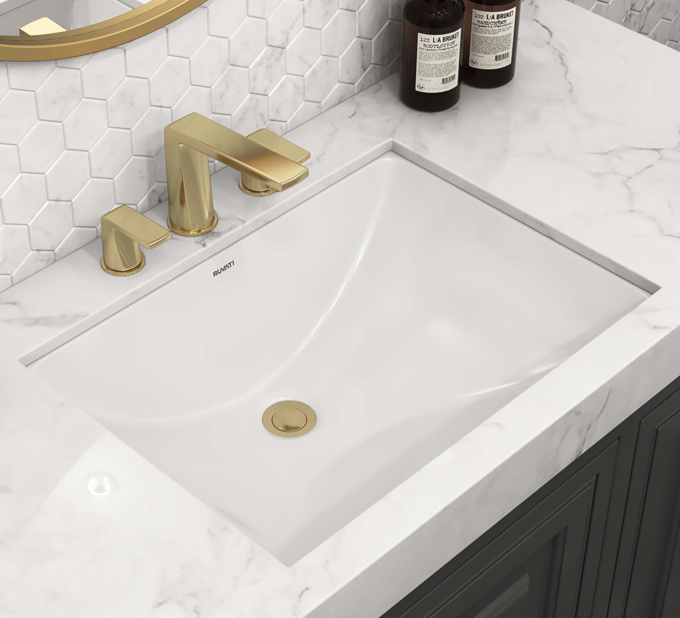 すのもの Vanity Sink 20 x 15 Undermount White Rectangular Porcelain Ceramic