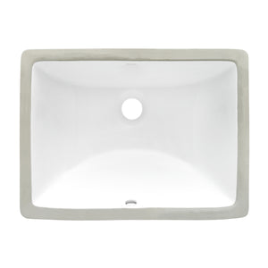 Vanity Sink 20 x 15 Undermount White Rectangular Porcelain Ceramic with Overflow