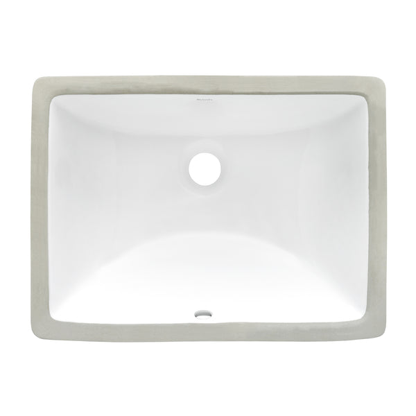 Vanity Sink 20 x 15 Undermount White Rectangular Porcelain Ceramic with Overflow