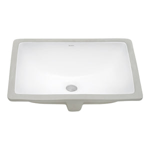 Vanity Sink 20 x 15 Undermount White Rectangular Porcelain Ceramic with Overflow