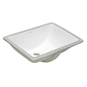 Vanity Sink 20 x 15 Undermount White Rectangular Porcelain Ceramic with Overflow