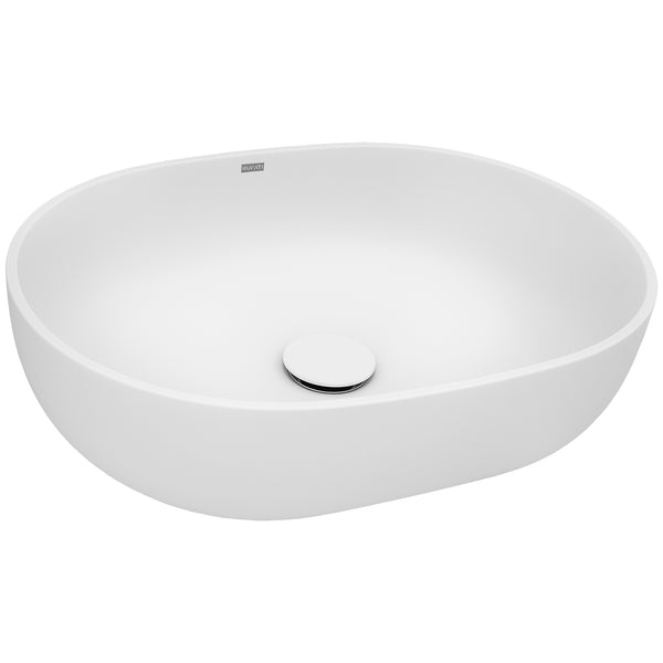 19-inch Matte White epiStone Solid Surface Modern Bathroom Vessel Sink