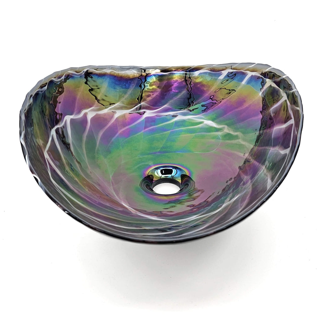 19 " Murano Glass Art Vessel Bathroom Sink Cosmic Black