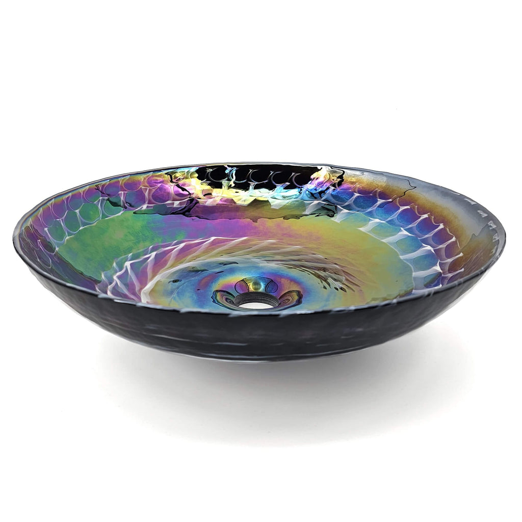 16 " Murano Glass Art Vessel Circle Bathroom Sink Cosmic Black