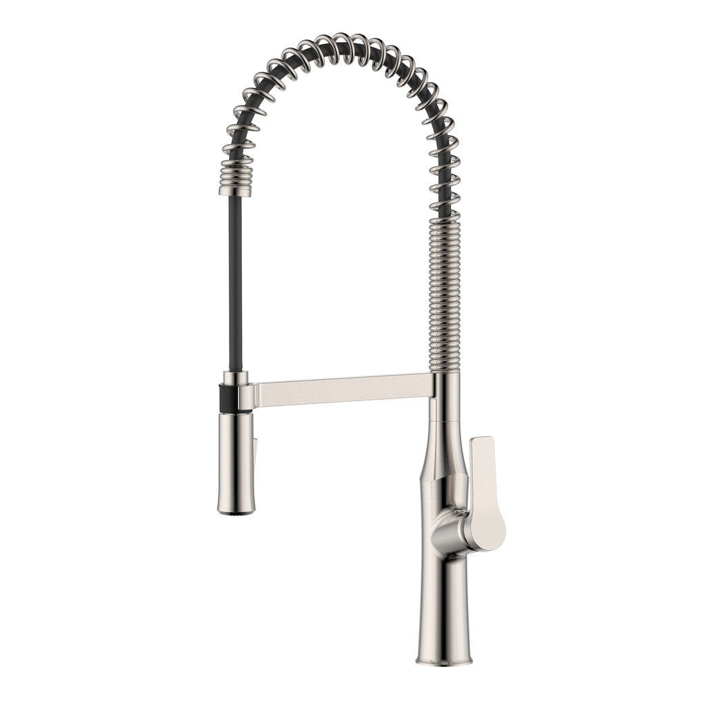 Seneca Brushed Nickel Single Handle Pull Down Kitchen Faucet with Pre-Rinse Sprayer - RVF1233BN