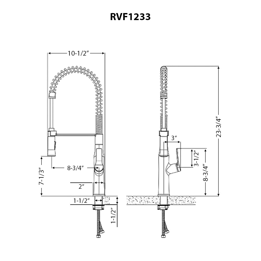 Seneca Brushed Nickel Single Handle Pull Down Kitchen Faucet with Pre-Rinse Sprayer - RVF1233BN