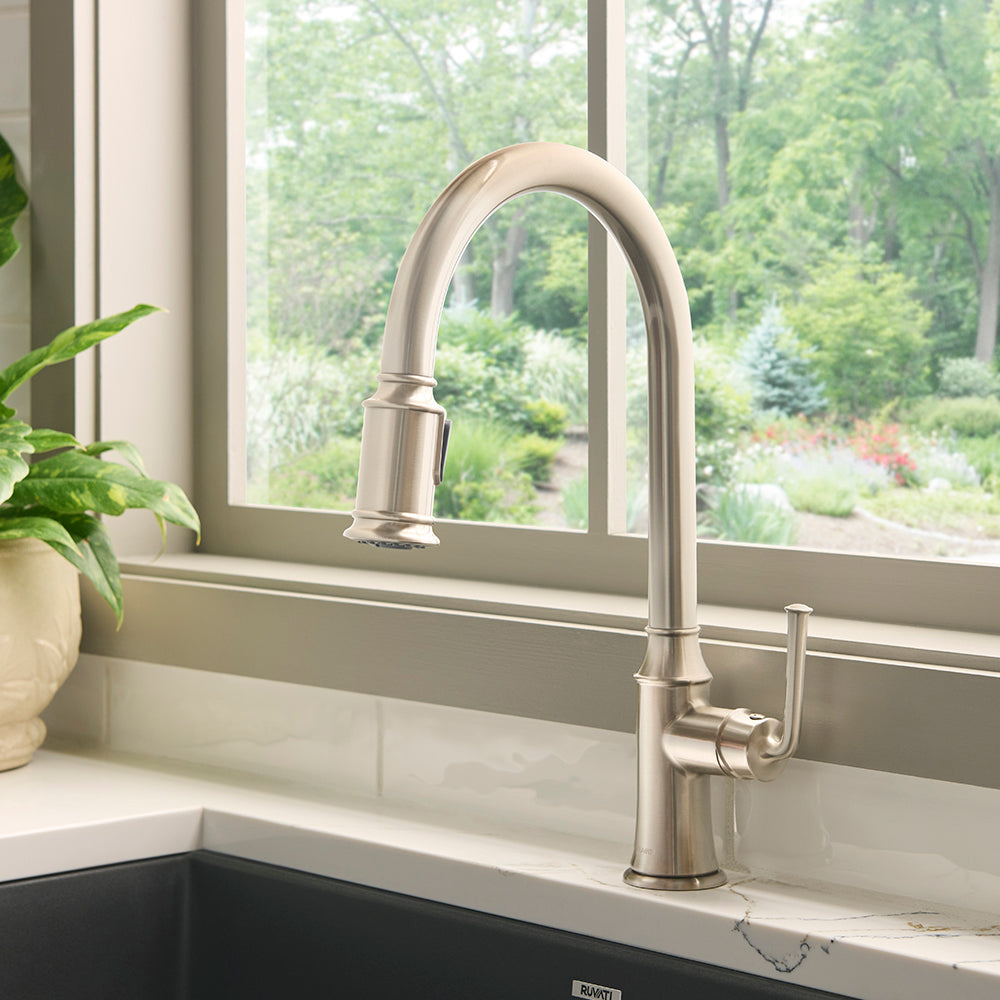 Simoni Brushed Nickel Pull Down Kitchen Faucet Single Handle with Pull Out Sprayer - RVF1234BN