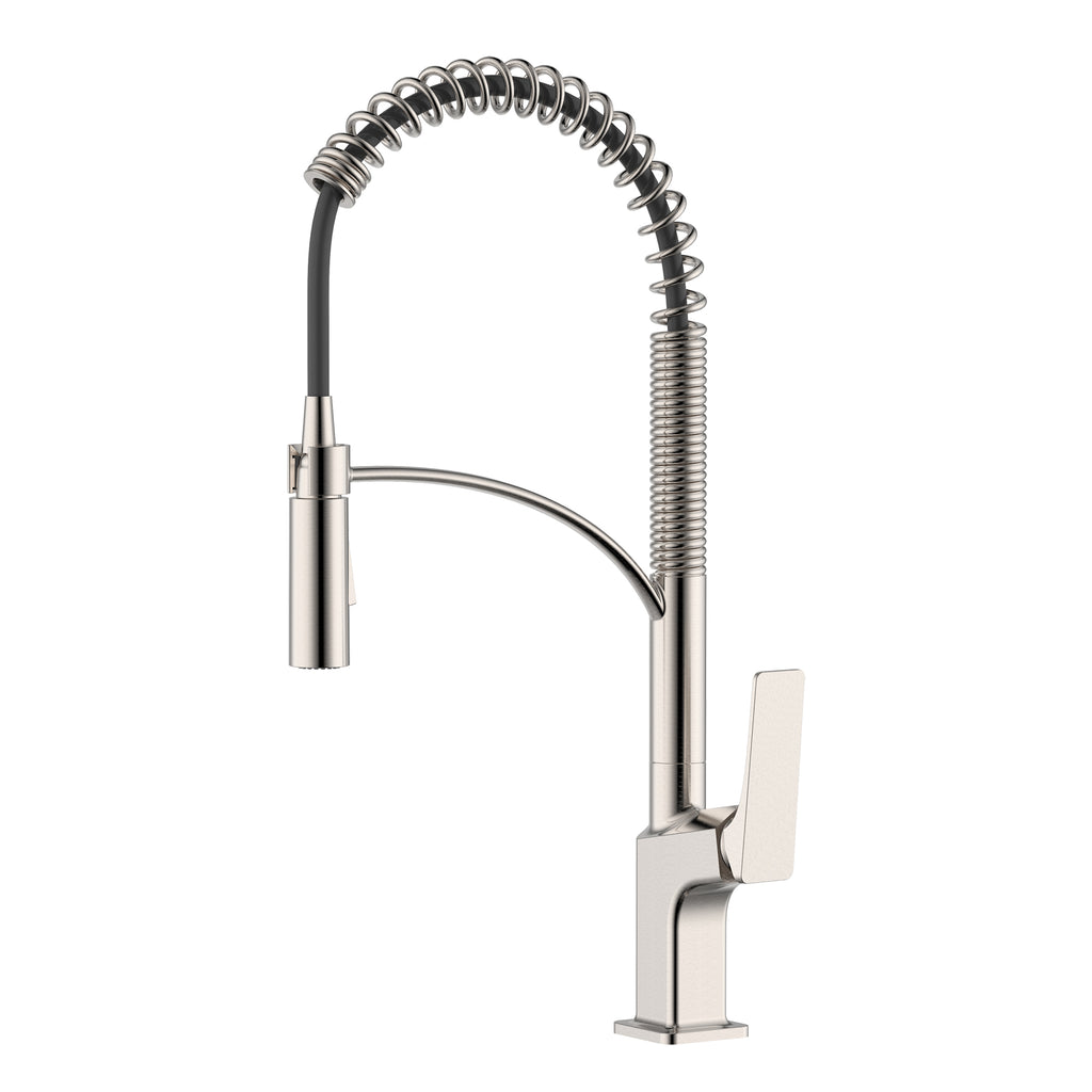 Seneca Brushed Nickel Single Handle Pull Down Kitchen Faucet with Pre-Rinse Sprayer - RVF1236BN