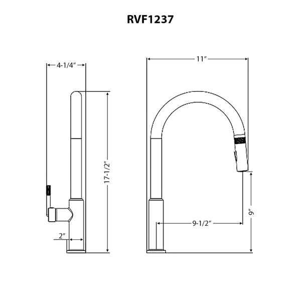 Vestia Single Handle Pull Down Kitchen Faucet with Sprayer in Brushed Gold - RVF1237SG