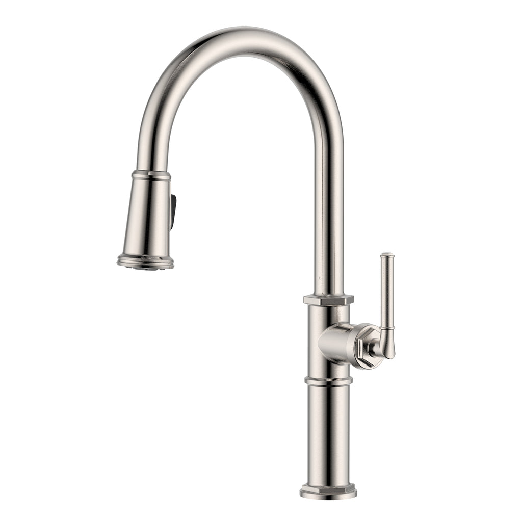 Idris Single Handle Pull Down Kitchen Faucet with Sprayer in Brushed Nickel - RVF1239BN