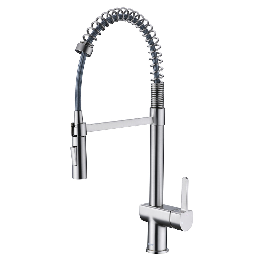 Seneca Single Handle Pull Down Kitchen Faucet with Pre-Rinse Sprayer in Brushed Nickel - RVF1243BN