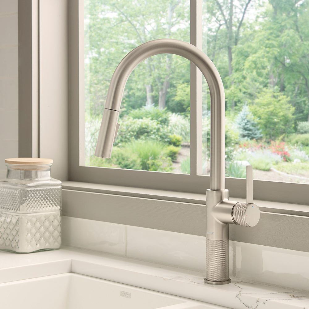 Isola Single Handle Pull Down Kitchen Faucet in Brushed Nickel - RVF1248BN