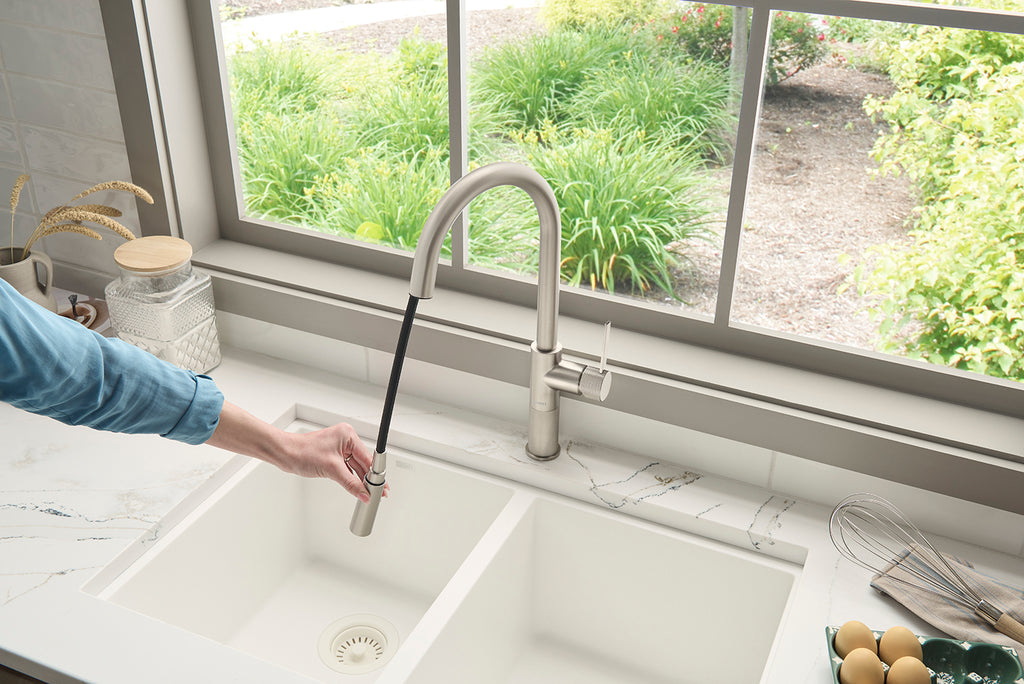 Isola Single Handle Pull Down Kitchen Faucet in Brushed Nickel - RVF1248BN