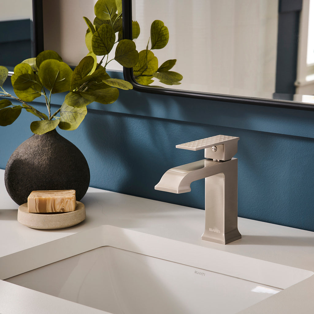 Decora Single Handle Square Bathroom Faucet in Brushed Nickel  - RVF5132BN