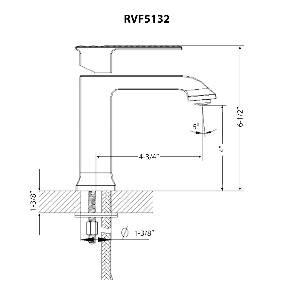Decora Single Handle Square Bathroom Faucet in Brushed Nickel  - RVF5132BN