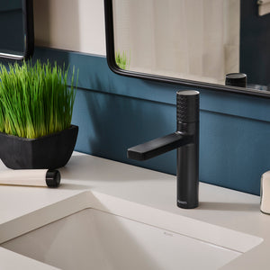 Emilio Single Handle Diamond Pattern Bathroom Faucet Round in Gunmental Black - RVF5133BL