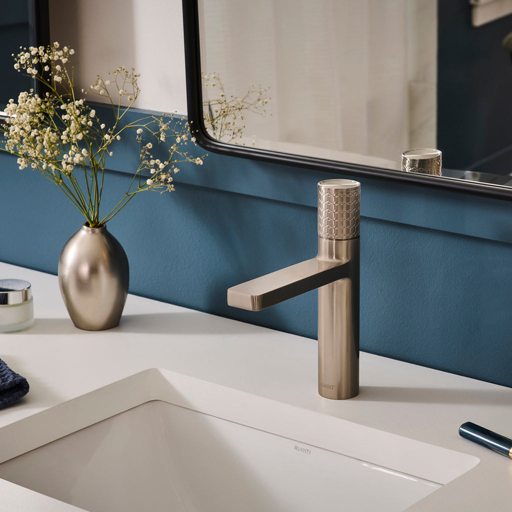 Emilio Single Hole Diamond Pattern Bathroom Faucet in Brushed Nickel - RVF5133BN