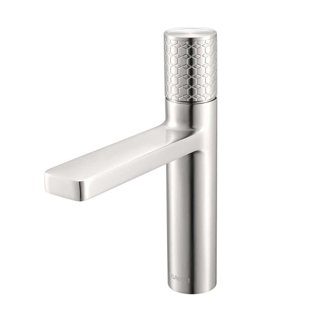 Emilio Single Hole Diamond Pattern Bathroom Faucet in Brushed Nickel - RVF5133BN