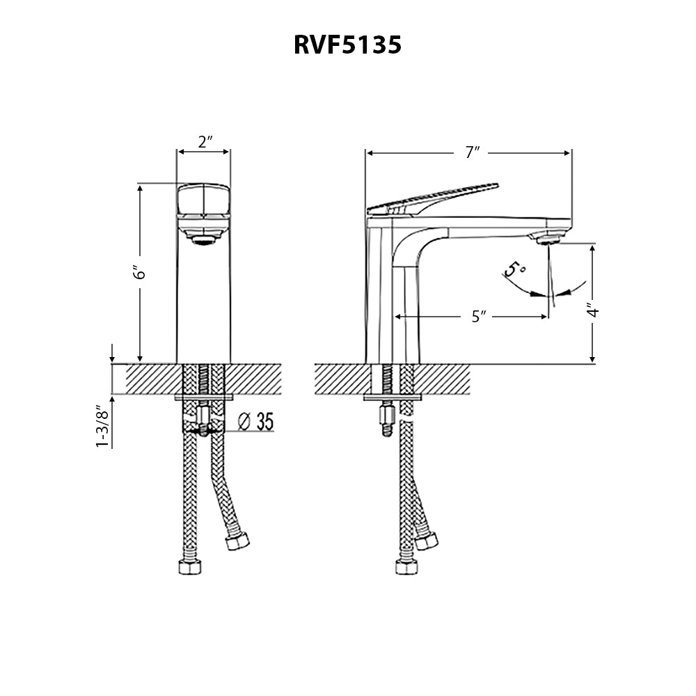 Este Single Hole Bathroom Vanity Faucet in Matte Black  - RVF5135MB