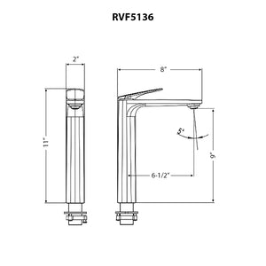 Este Single Handle Lever Tall Vessel Faucet Bathroom Vanity in Matte Black - RVF5136MB