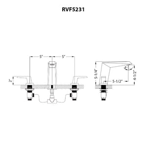 Tropea Two Handle Widespread Bathroom Faucet Modern Sharp in Brushed Nickel - RVF5231BN