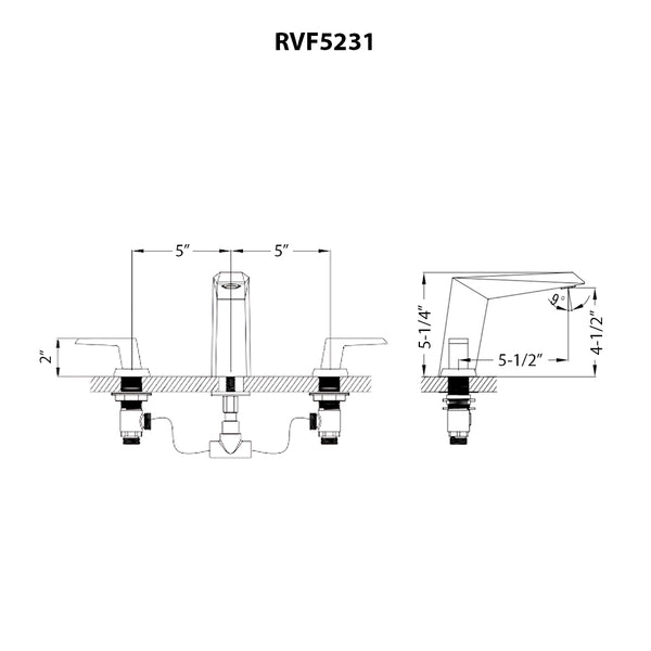 Tropea Two Handle Widespread Bathroom Faucet Modern Sharp in Brushed Nickel - RVF5231BN