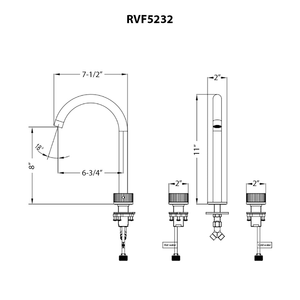 Athena Two Handle Stone Marble Inlay Fluted Widespread Bathroom Faucet in Brushed Nickel - RVF5232BN