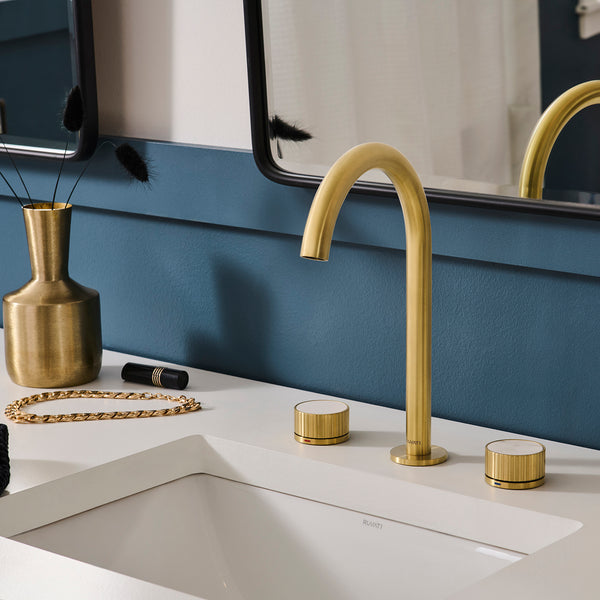 Athena Two Handle Stone Marble Luxury Knob Widespread Bathroom Faucet in Brushed Gold - RVF5232SG