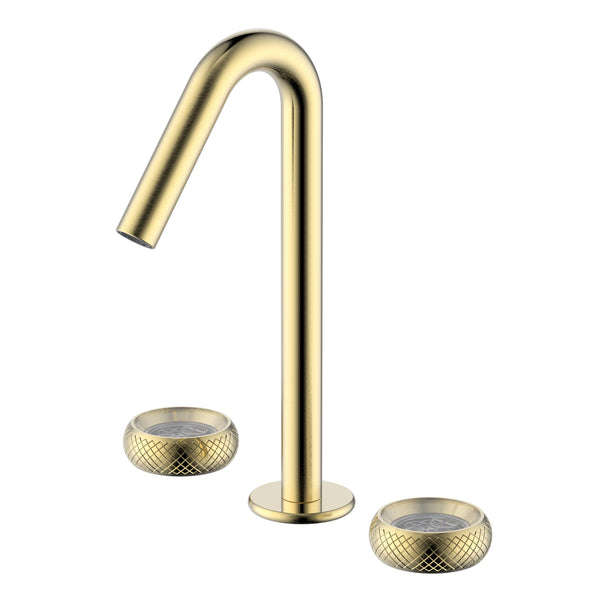Chrono Two Handle Watch Mechanism Luxury Widespread Bathroom Faucet in Brushed Gold- RVF5234SG