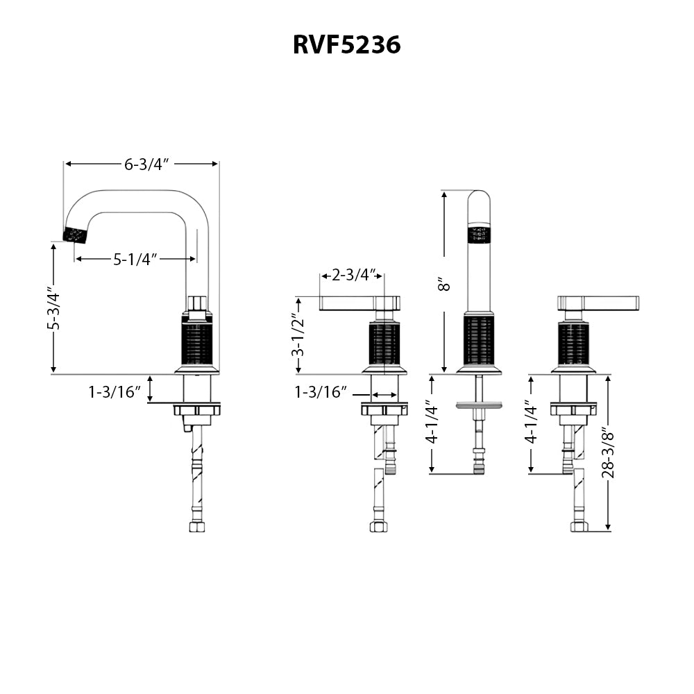 Barolo Two Handle Widespread Bathroom Faucet in Brushed Nickel - RVF5236BN