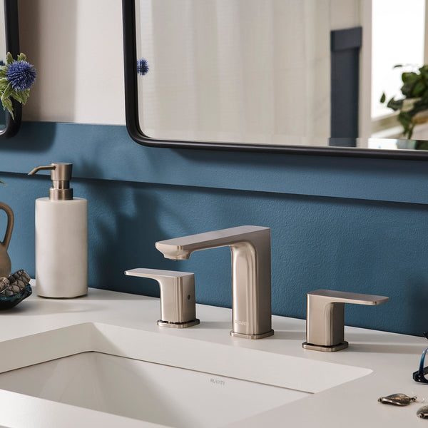 Lanai Two Handle Widespread Rectangular Square Bathroom Faucet Brushed Nickel - RVF5237BN