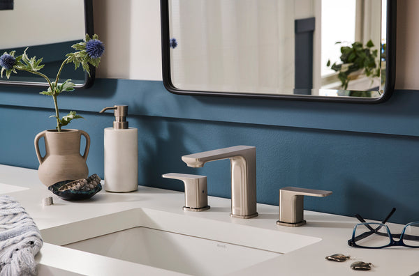 Lanai Two Handle Widespread Rectangular Square Bathroom Faucet Brushed Nickel - RVF5237BN