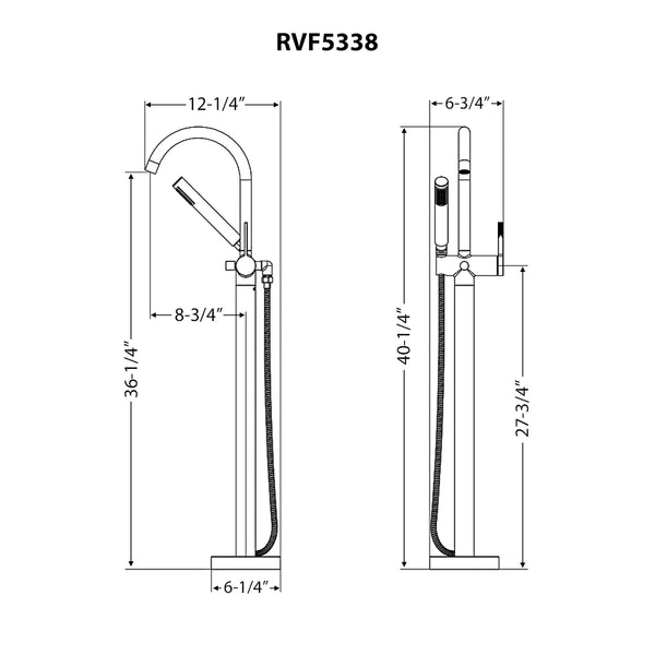 Lucia Single Handle Freestanding Tub Bathroom Faucet in Brushed Nickel – RVF5338BN