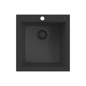 18 x 20 in epiGranite Drop-in Topmount Granite Composite Single Bowl Wet Bar Prep Sink Midnight Black