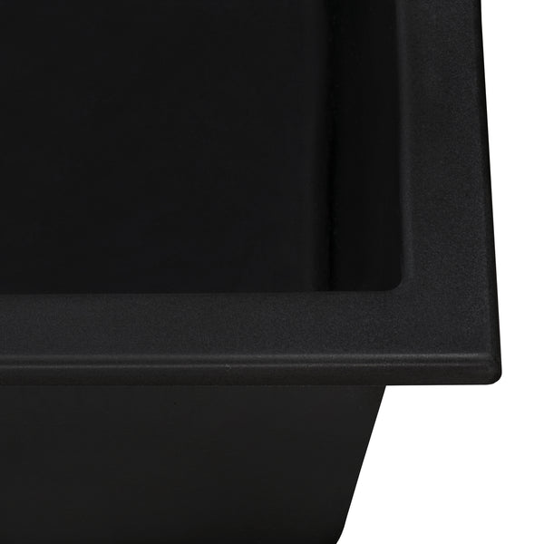 18 x 20 in epiGranite Drop-in Topmount Granite Composite Single Bowl Wet Bar Prep Sink Midnight Black