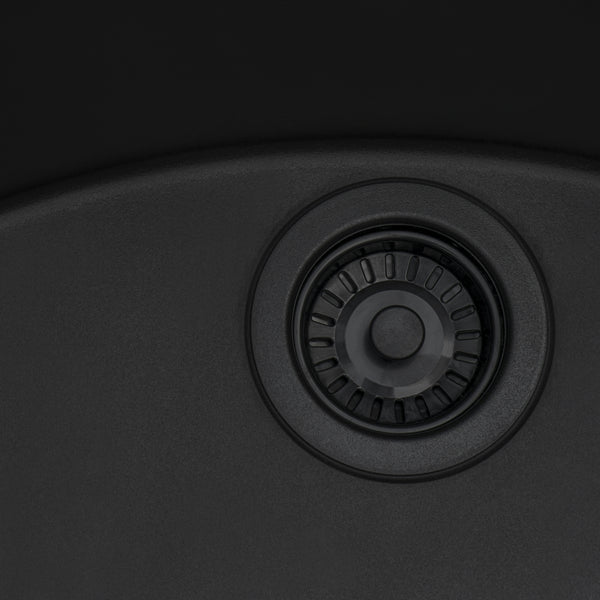 18 x 20 in epiGranite Drop-in Topmount Granite Composite Single Bowl Wet Bar Prep Sink Midnight Black