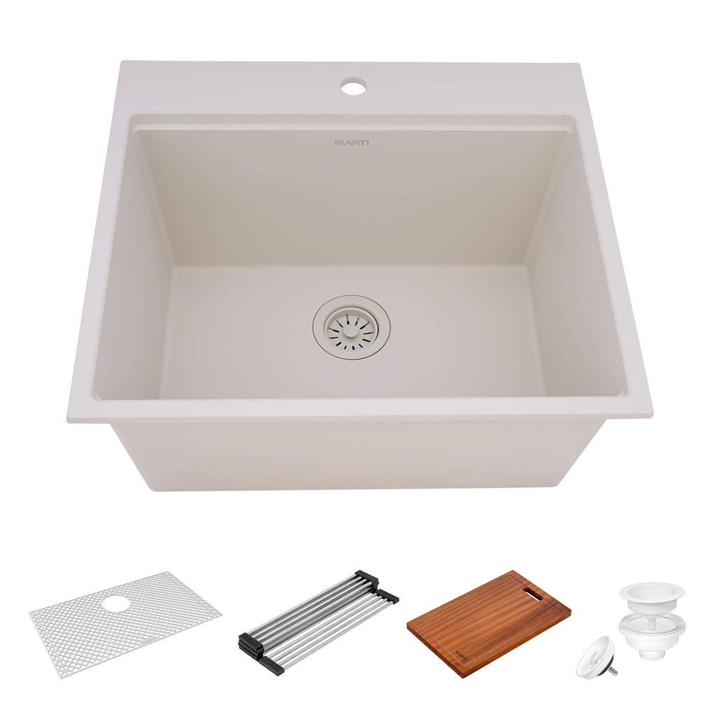 25" Workstation Topmount Laundry Sink Warm White