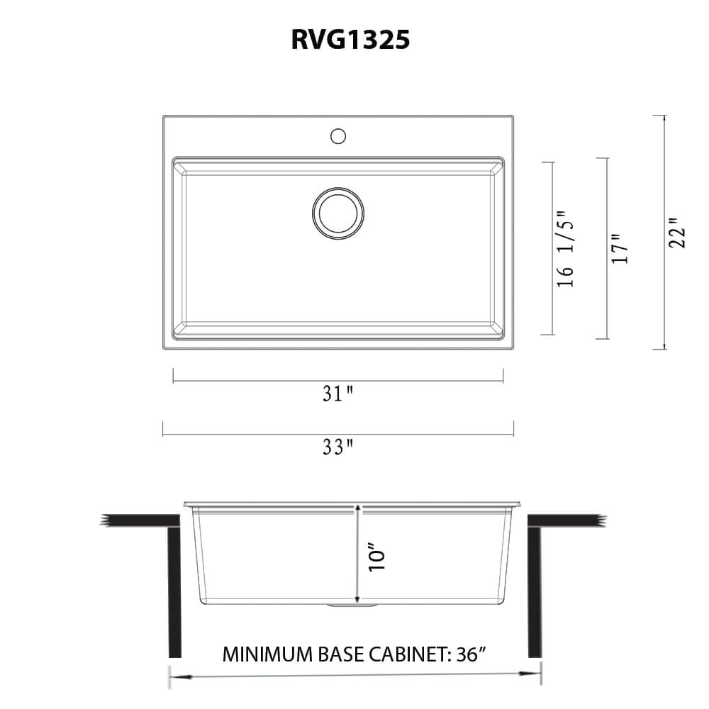 33" Granite Workstation Topmount Kitchen Sink Charcoal Black