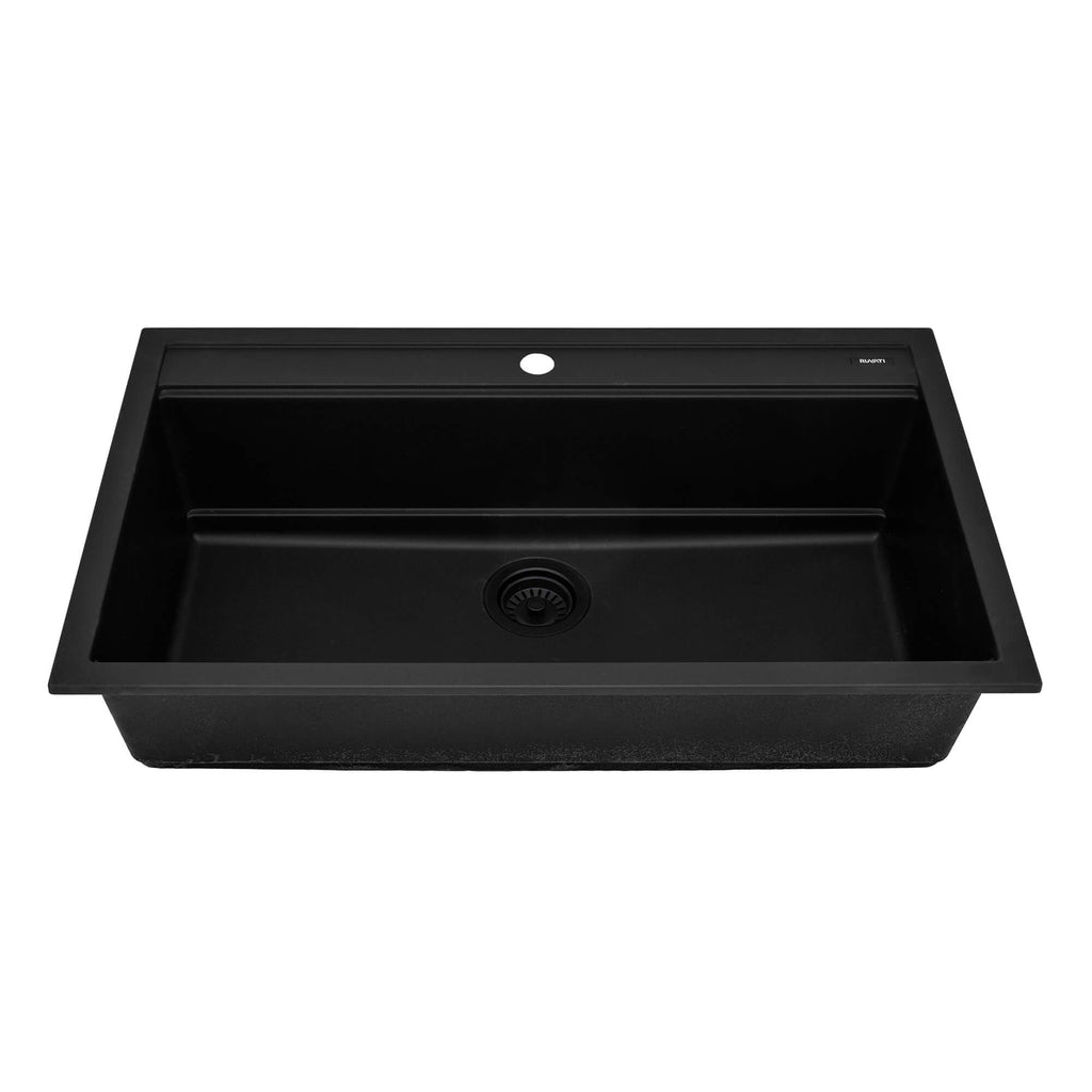 34" Granite Workstation Drop-in Topmount Kitchen Sink Matte Black