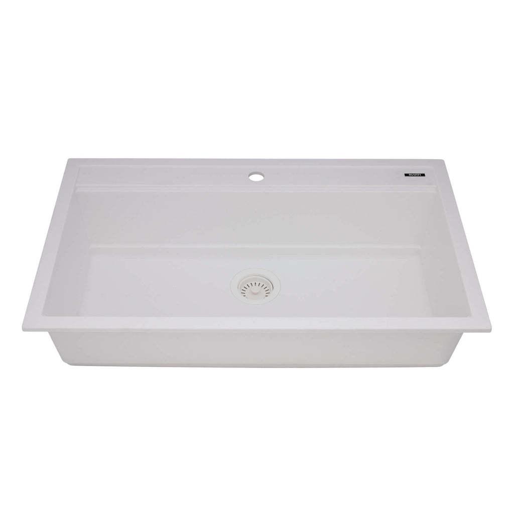 34" Granite Workstation Drop-in Topmount Kitchen Sink Matte White