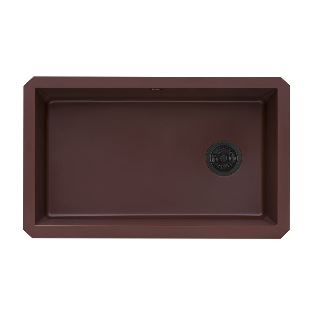 32 x 19 inch epiGranite Undermount Granite Composite Single Bowl Kitchen Sink Carnelian Red