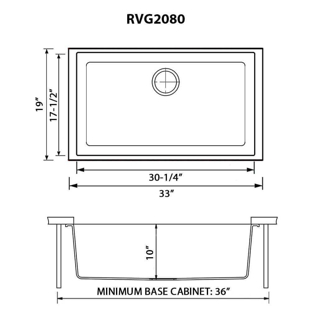 33 x 19 Granite Undermount Single Bowl Kitchen Sink Espresso Brown