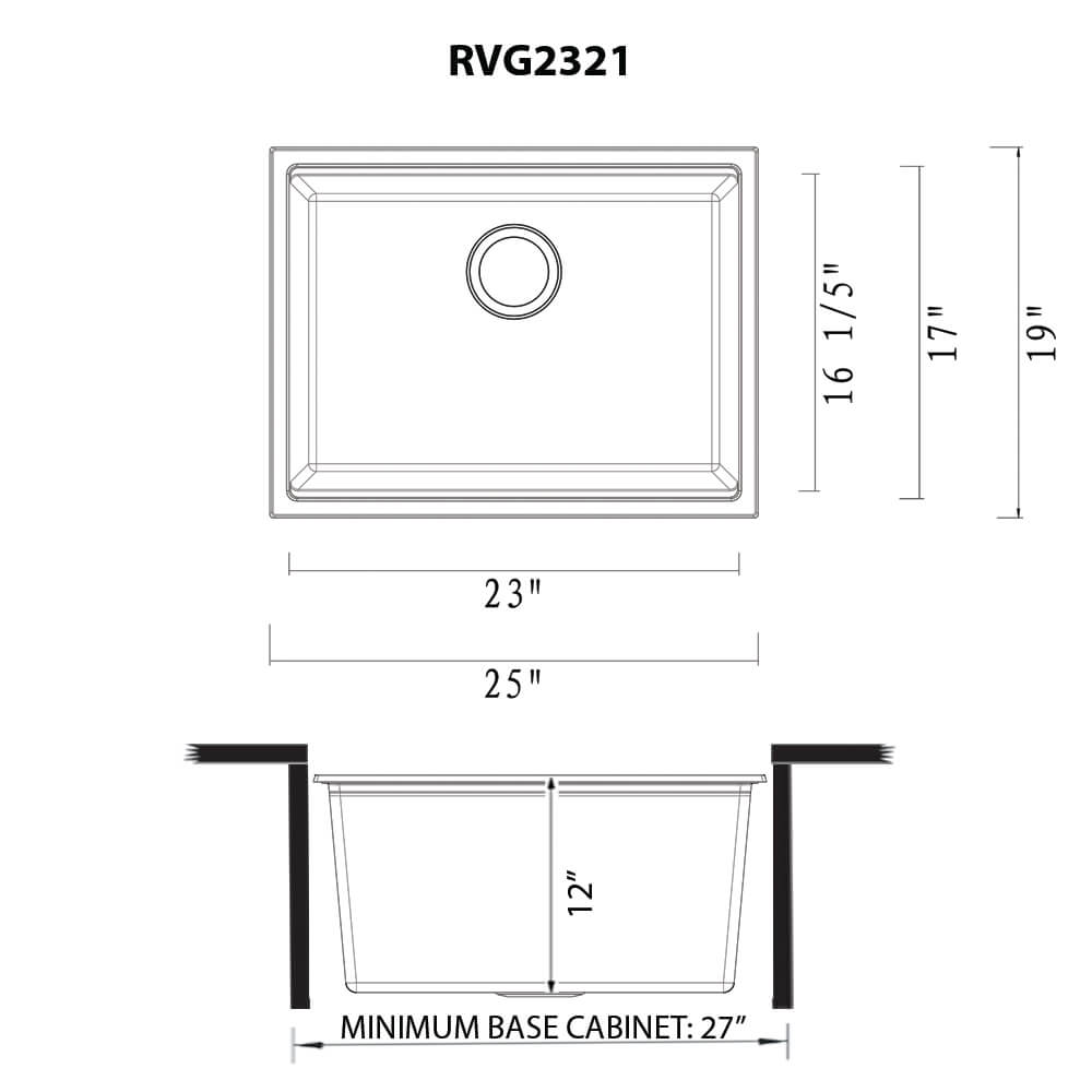 25" Granite Workstation Undermount Laundry Sink Charcoal Black