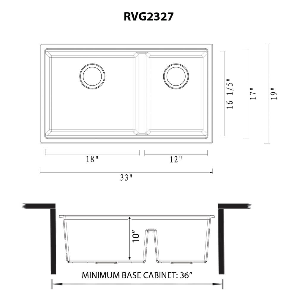 33" Workstation Double Bowl Undermount Kitchen Sink Charcoal Black