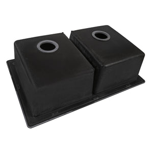 32 x 19 inch Granite Composite Undermount Double Bowl Kitchen Sink Midnight Black