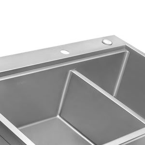 33 x 22 '' Workstation Drop-in 40/60 Double Bowl Topmount Rounded Corners Kitchen Sink